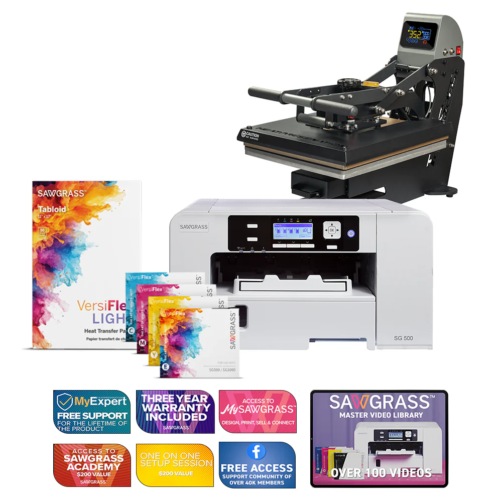 Sawgrass Virtuoso SG500 VersiFlex-printer met TrueSpec 16" x 20" hybride hittepers