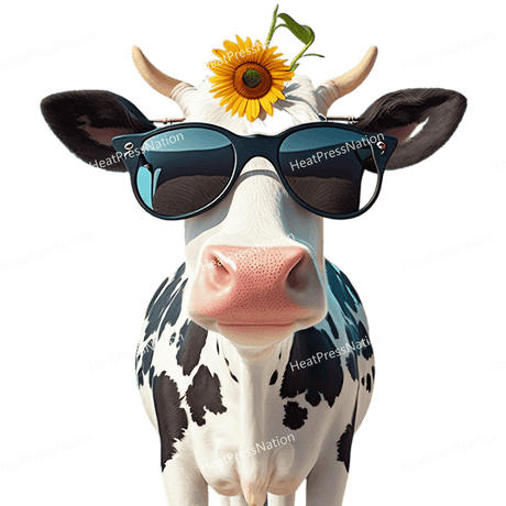 Cow with Dark Glasses Design - HeatPressNation