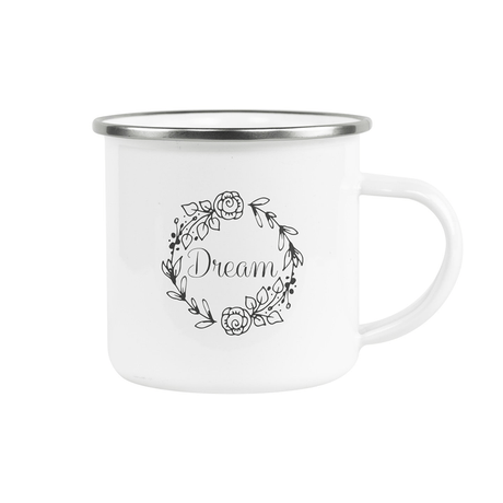 HPN SubliCraft 12 oz. Sublimation Fine Enamel Mug with Silver Rim - 48 per Case - HeatPressNation