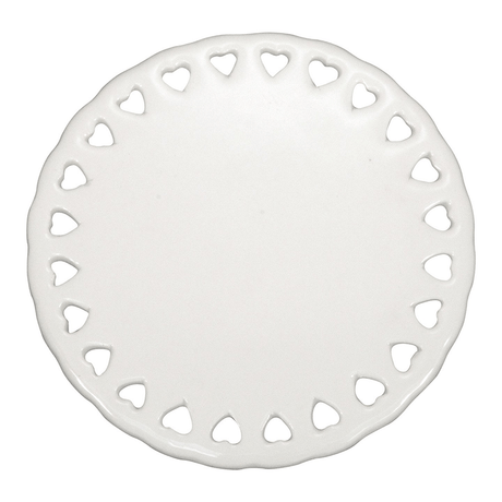 HPN SubliCraft 4" Round Doily Sublimation Ceramic Ornament with Heart Lace Trim - 100 per Case - HeatPressNation