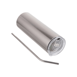 HPN SubliCraft 20 oz. Silver Sublimation Stainless Steel Skinny Tumbler with Straw - HeatPressNation