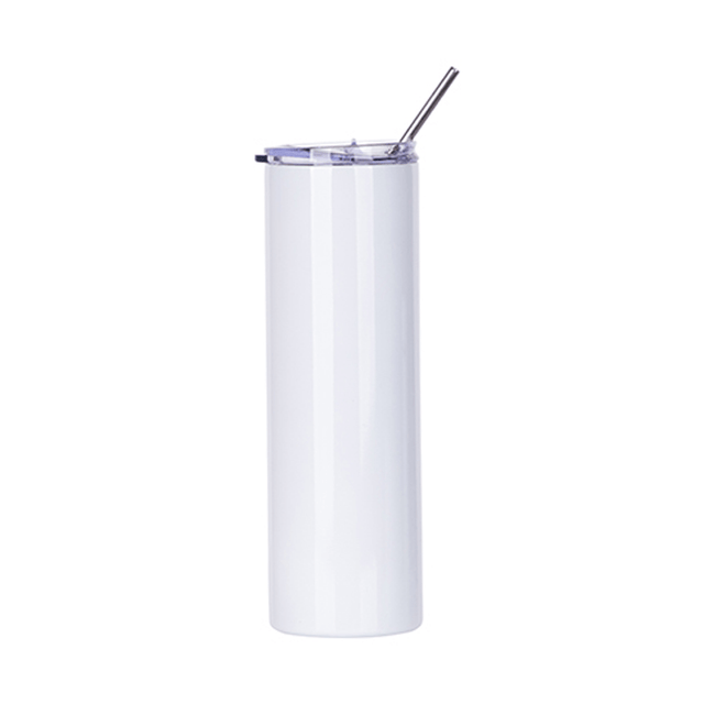 HPN SubliCraft 30 oz. Sublimation Stainless Steel Skinny Tumbler with Straw - White - HeatPressNation