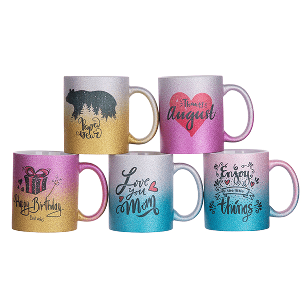 HPN SubliCraft 11 oz. Glitter Gradient Sublimation Ceramic Mug - 12 per case - HeatPressNation